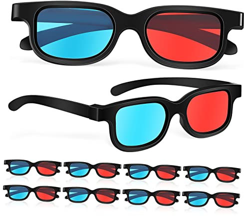 CIYODO 10pezzi Occhiali Anaglifi Per Film e Giochi Lenti Rosso-blu Ultraleggeri Per Cinema e Monitor Computer