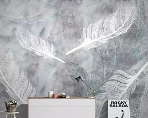 Tzxztt Abstrakte Feder Schneeflocke Moderne 3D Tapete Geprägte Seide Neutrale Töne Material Ideal Für Wohnzimmer Schlafzimmer-300cm×210cm