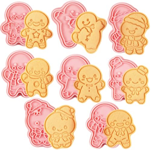 PTaizjjz Lot de 8 emporte-pièces en forme de bonhomme en pain d'épices, en plastique, pour décorations faites maison pour les fêtes de Noël