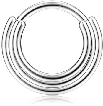 BodyBonita 16G Piercing al Setto - Acciaio Chirurgico 316L Septum Piercing Nostril Helix Orecchino Trago Piercing Naso Cerchio Cartilage Daith Piercing Naso Anello Argento 9mm Layered Harmony