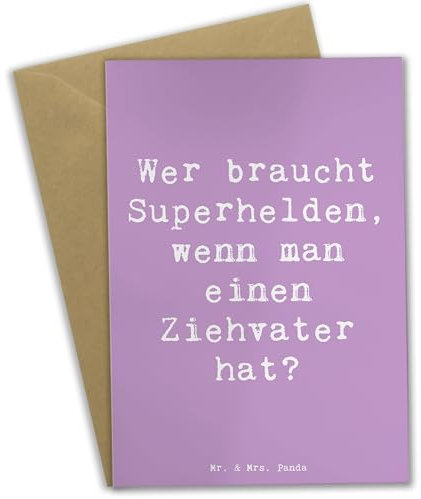 Mr. & Mrs. Panda jubiläumskarte Spruch Ziehvater Held - Geschenk, Inspiration, weihnachtskarten, Adoptivvater, babykarte, hochzeitskarten, Bonusvater, Superhelden, Vaterfigur, Beileidskarte, Familie