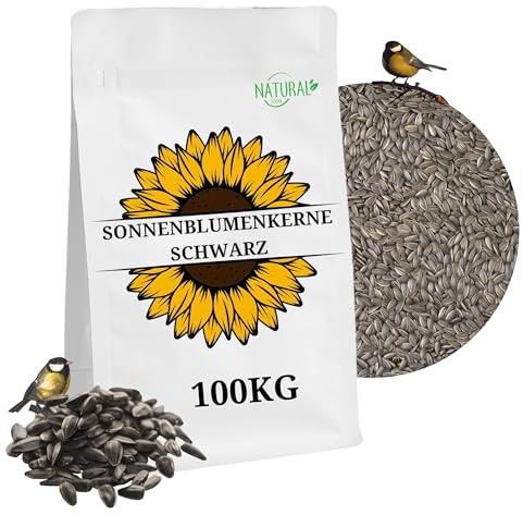 Schwarze Sonnenblumenkerne 100 kg Wildvogelfutter ganzjähriges Futter Vogelfutter Jungtiere geeignet Winterfutter 100kg Ernte 2024 4x 25kg
