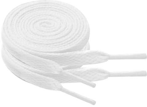 North Bund 2 Paar Flache Schnürsenkell für Sneaker, Sportschuhe,Laufschuhe,Turnschuhe 8mm Flat Shoelace Ersatz Schnürsenkel Weiß 100cm