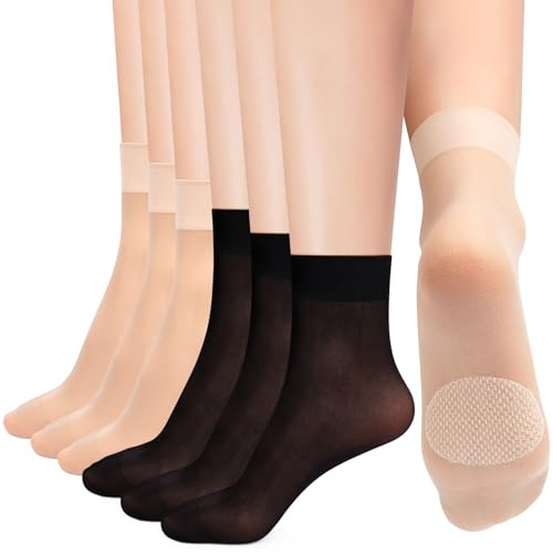 Kiiwah 12 Paia Calze di Nylon Donna, Trasparenti Calzini Velati Corte 20 Den Velate Calzini Setosi Antiscivolo Calze Ultra Sottile per Donna
