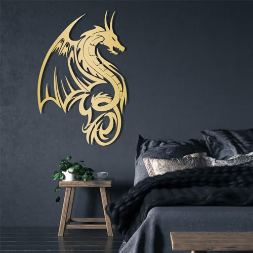 Wandation aus Metall – Drachen-Wandkunst, Drachen-Wandation, legendäre Drachenkunst, mythologischer Wandbehang, einzigartige