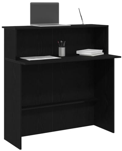 Homgoday Mostrador de recepción Negro 100x50x103,5 cm Madera ingeniería