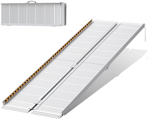 FACHNUO Rampa pieghevole per sedia a rotelle, 213,5 cm, portata 362 kg, larghezza extra 74 cm, rampa portatile in alluminio per scale, gradini, porte, ingressi