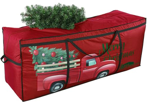 SHareconn Sacca per Albero di Natale, Borsa Oxford 600D Grande, Resistente e Impermeabile con Manici Rinforzati, Adatta per Alberi di Natale Artificiali Fino a 270 cm e Palline di Natale, Rosso