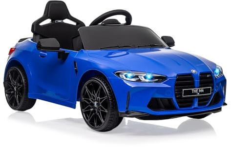 Kinder Elektroauto 12V Lizenziert BMW M4, Elektrofahrzeug für Kinder Mit 2,4G-Fernbedienung Lizenziert BMW M4 Mit USB LED Und Musik