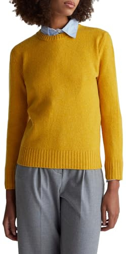 United Colors of Benetton Maglia G/C M/L 103ME1N23 Maglione, Giallo, L Donna