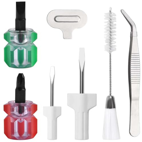 LEONTOOL 7-Piece Sewing Machine Cleaning Kit Includes Needle Plate Screwdriver Tweezers Double Headed Lint Brush Ultra Short Flathead and Stubby Phillips Screwdrivers Sewing Machine Repair Tool