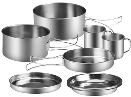 Pegciuho Kit de Cocina para Acampar, Utensilios de Acero Inoxidable, Juego de Utensilios de Cocina para Acampar Y Exteriores, Ideal para Picnics.