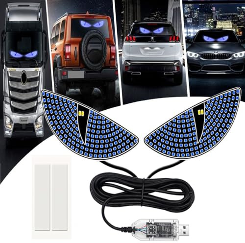 2 Pezzi di Luci Occhi, Mezzo Faro Occhi del Diavolo per Auto, Luci Occhi del Diavolo per Parabrezza, Faro Occhi del Diavolo a LED per Auto, Luci Occhi del Demono a LED Anteriori e Posteriori per