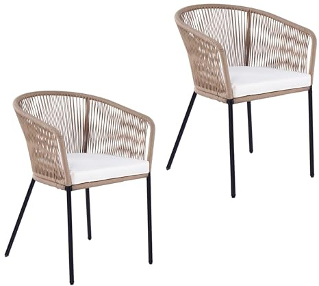 ESTEXO Lounge Stuhl Gartenstuhl 2er Set Gartensessel Rope Loungesessel Outdoor Sessel (Beige)