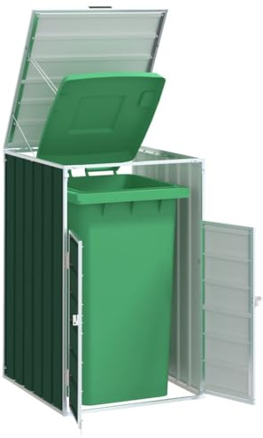 INLIFE Mülltonnenbox für 1 Tonne Grün 72x81x115 cm Stahl,Heim & Garten,Haushaltsbedarf,Abfallbehälter-Zubehör,Abfallbehälter-Verkleidungen,Grün,13.85 KG,4006171