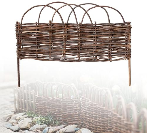 Recinzione da giardino in legno naturale, facile da installare, bordo robusto, staccionata per aiuole e decorazioni paesaggistiche, 35 barriere da giardino.