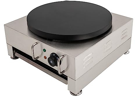HPDTZ Crêpes Maker Pfannkuchen Maker 40 cm, Elektropfanne 2.8 kW aus Edelstahl, Große Heizplatte mit Antihaftbeschichtung, Tischgrill und Backplatte als Küchengerät
