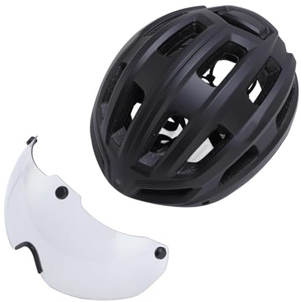 Bnineteenteam Cykelhjälm med Avtagbara Magnetiska Fotokromatiska Glasögon, Slagtålig Cykelhjälm för Män, Kvinnor, Vuxna, Lätt Justerbar Ventilerad Hjälm för Mountainbikecykling (Matt Svart)