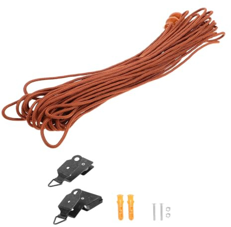 Tofficu Dispositivo di Sollevamento Tende a Rullo in Legno | Poliestere e Ferro, Compatibile Tenda di Bambù e Tende Rullo in Bambù, Ganci Fermatende Colore Casuale
