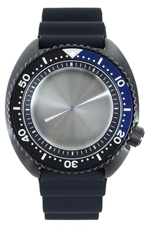 1 st Svart 45 mm klockfodral Gummirem Safirkristall for NH35 NH36 NH38 34 Movement Mod Tuna Mouth Abalone Tillbehör(Black Chapter Ring 2)
