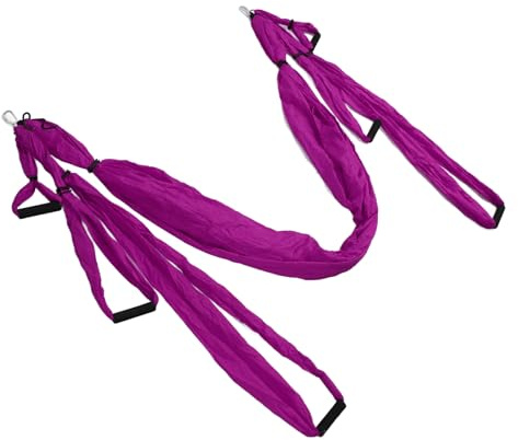 Taidda Juego de Columpio Aéreo para Yoga, Hamaca Ajustable y Cómoda de Poliéster y Algodón para Mejorar la Flexibilidad la Postura, para Uso en Interiores Exteriores (Purple)