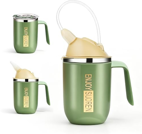 HOVCEH Adult Sippy Cups for The Elderly Non Spill,400ml Sippy Cup for Adults, 3 in 1 Adult Beakers for Elderly Non Spill,Anti Choke Spill Proof Drinking Cup,Drinking Aids for Elderl-y Disabled Adults