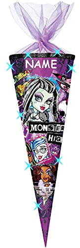 alles-meine.de GmbH mit 3-D Glitzer Effekt ! - Schultüte - Monster High - Schaurig schräg - 85 cm / 12 eckig - incl. Namen - Organza Abschluß - Zuckertüte - mit/ohne Kunsts..