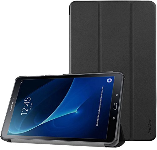ProCase Hülle für Galaxy Tab A 10.1, Slim Smart Cover Ständer Folio Hülle für Galaxy Tab A 10.1 Zoll Tablet SM-T580 T585 2016 -Schwarz