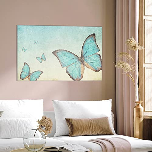 banjado Glas Magnettafel (60 x 40cm) - Magnetwand Glas - Magnetpinnwand als Memoboard - Pinnwand Magnettafel Küche, Büro, Kinderzimmer - Blaue Schmetterlinge