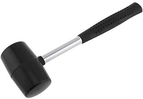 OriGlam Black Rubber Mallet Rubber Hammer, Soft-Face Hammer Deadhead Rubber Mallet, Anti-Slip Stainless Steel Tube, Rubber Handle Rubber Head Mallet Grip for All Jobs DIY Hand Tool