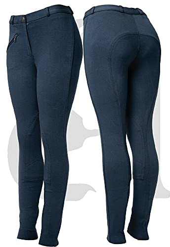 Astile Ladies Horse Riding Jodhpurs Stretchy Trousers Two Tone (Navy, 26'' Ladies)