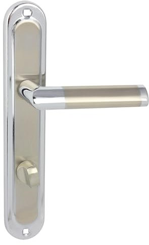 domino Türgriff 78 Drückergarnitur WC - Badezimmer Set Links & Rechts Türbeschlag für WC/Badezimmertüren L-Form Türbeschläge aus Aluminium Silber Türdrückergarnitur JARO ECO M6/M9