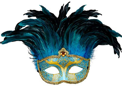 Amakando Entzückende Feder-Maske Baroness/Gesichts-Maske für Frauen Karneval in Venedig/EIN Blickfang zu Mottoparty & Kostümfest