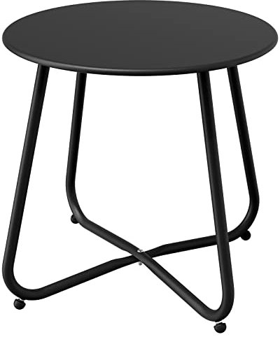Grand patio Beistelltisch Kaffeetisch Rund Garten Beistelltisch Outdoor, Leicht, Stabil, Einfacher Aufbau, Kleiner Sofatisch ideal für Draussen, Wohnzimmer, Schlafzimmer, Büro (Schwarz)