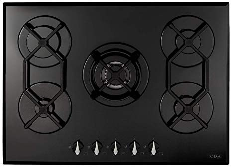 CDA 70cm Gas on Glass 5 Burner Gas Hob - Black