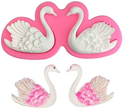 WonDerfulC Schwäne Silikon-Fondant-Formen zum Basteln von Kuchen, Cupcakes, Schokolade, Epoxidharz, Schmuck-Tonformen