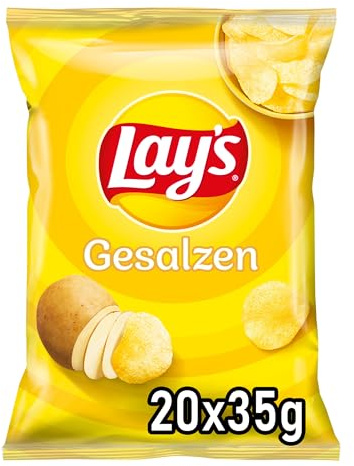 Lays Gesalzen - Knusprig gesalzene Kartoffelchips für eine gelungene Party - 20 x 35g
