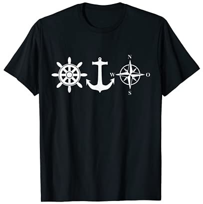 Ancla brújula, vela, capitán, barco, lago y costa Camiseta