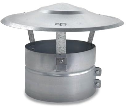 CAEXVEN Sombrerete Chimenea 180mm Antilluvia Galvanizado - Sombrero Fijo para Tubos y Conductos - Caperuza Antipajaros Estufa Leña - Serie Lisa y Helicoidal
