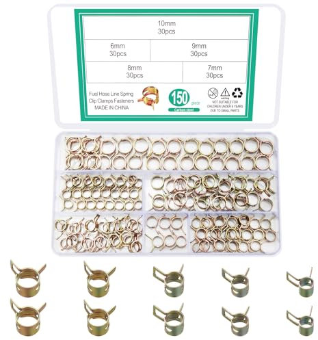 Vwoqiy 150 Pezzi Fascette Stringitubo a Molla, Morsetto per Tubo Flessibile a Molla, Fascetta Stringitubo per Tubo Flessibil - 6mm/7mm/8mm/9mm/10mm