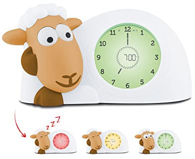 ZAZU Sam The Lamb Uhr – Schlafcoach Uhr und Nachtlicht für Kinder | Bringt Ihrem Kind mit visuellen Indikatoren bei, wann es aufwachen soll | Einstellbare Helligkeit | Automatische Abschaltung (Camel)