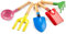 Aptoper Kids Gardening Tools Set, 8 Safe Beach Sandbox Toy Made of Metal with Sturdy Wooden Handle Gardening Equipment Fork, Trowel, Rake & Shovel for Children (5 Pcs)