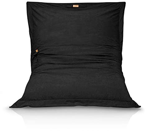 Riesen-Sitzsack Größe XXL 360L Kinder & Erwachsene Bean Bag EPS Perlen Füllung Sitzkissen Sessel Bodenkissen 192x146 cm + 2Gratis-Kissen (schwarz)