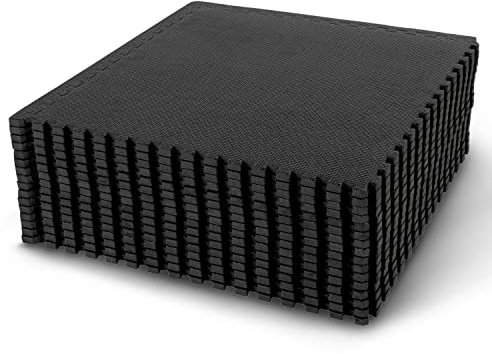 BODYTECH Puzzle-Trainingsmatte, ineinandergreifende Schaumstoff- und Fliesenmatten für Heim-Fitnessstudio. Bodenpolsterung für kleine Kinder, Schwarz, 45,7 x 45,7 x 1,2 cm dick, 16 Blatt, 36 m²
