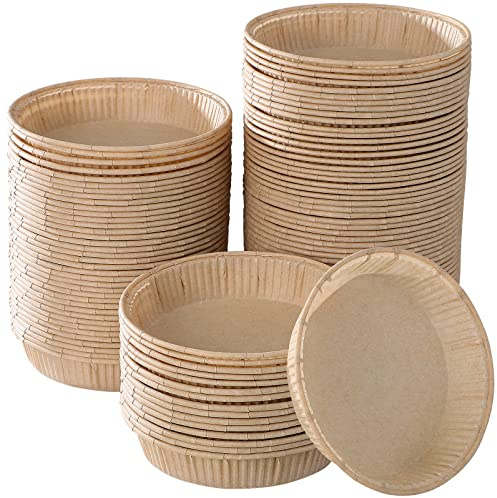 100 Pcs Mini Tart Pans Parchment 4 Inch Round Bottom | Microwave Safe, Grease Proof, Easy to Unmold, for Biscuits and Pies, Beige, Home Kitchen Baking