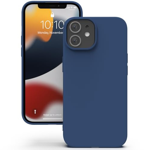 YATWIN Silicone Case for iPhone 12 Mini, Soft-Touch, Shockproof, DustProof, Antiskid Full Body Armour Phone Cover for Apple iPhone 12 Mini - Dark Blue