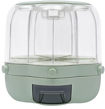 JAYEUW Roterbar müsli-dispenser 6 rutnäts rishink müslibehållare med lock torrfoderdispenser förvaringslåda för kök (Matcha-8 kg)