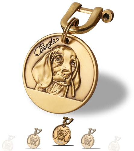 FYANER Hundemarke Personalisiert - Messing ⌀35-40mm Dog Tag (Hunderasse)