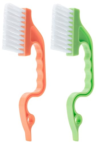 Slick- Window Track Cleaning Brush, 2 Pack, Orange/Green Ergonomic Handle, Built-in Scraper, Multipurpose, Window Track Cleaning Tools
