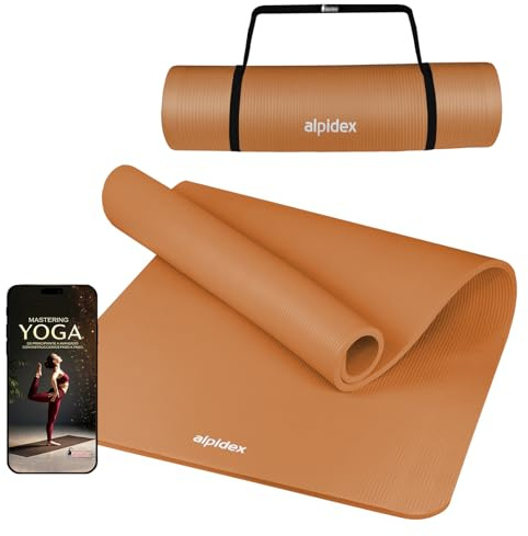 ALPIDEX Yogamatte Extra Dick 1,5 cm Gymnastikmatte 3 Größen E-Book rutschfest Phthalatfrei Fitness Matte Turnen Pilates Sport Physio HIIT Yoga Trainingsmatte Isomatte, Apricot, 190 x 80 x 1.5 cm